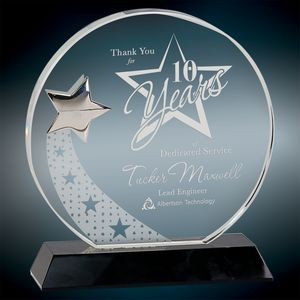 Large Round Crystal w/Silver Star Award