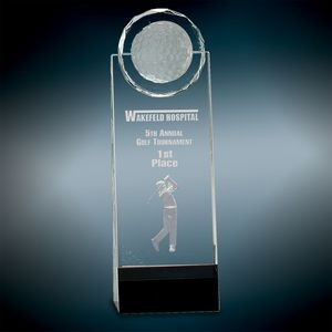 Medium Crystal Standing w/3D Golfer Award
