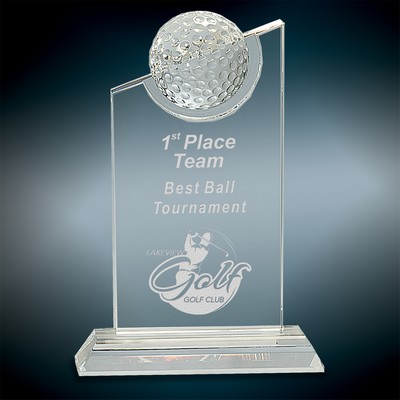 8" Crystal Peak w/Inset Golf Ball Award