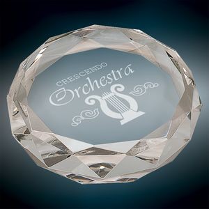 Round Faceted Crystal Paperweight