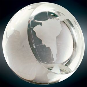 Large Crystal Globe Paperweight Award