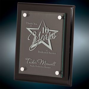 8" x 10" Black Piano Finish Floating Glass Plaque