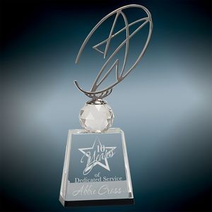 Medium Clear & Black Crystal Award w/Silver Metal Star