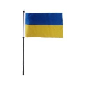 Ukraine National flag 4"x6" Hand Held Flag With 10" Plastic Pole