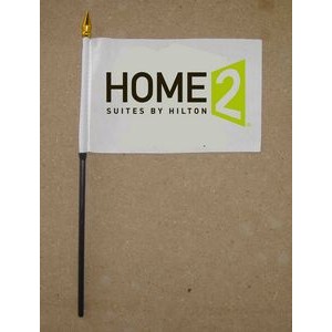 4"x6" Hand Held Flag With 10" Plastic Pole printed full color on one side