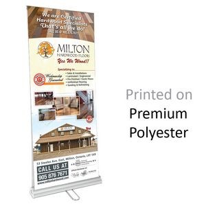 Retractable Banner & Stand - Double Sided w/Premium Polyester Textile (33.5"w x 80"h)