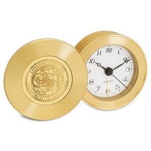 Rodeo II Gold Travel Alarm Clock w/Presentation Box