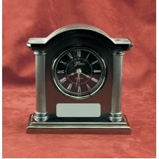 Silver & Pewter Finish Alarm Clock w/ Arched Top (6"x5 3/4")