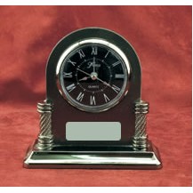 Silver & Pewter Finish Alarm Clock w/ Black Dial (6"x5 3/4")