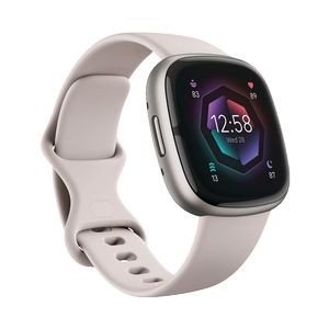 Fitbit Sense 2 Smartwatch - Lunar White/Platinum Aluminum