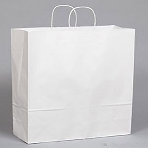 White Kraft Paper Vogue Shopping Bag (16"x6"x12")