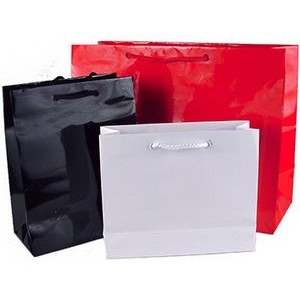 Ultra Glossy Vogue Euro Tote Bag- White (16"x6"x12")