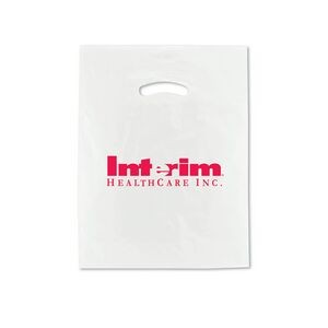 White Super Gloss Die Cut Handle Plastic Bag (12"x15")
