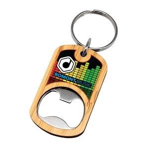 Bamboo Bottle Opener Key Tag - Full Color graphic
