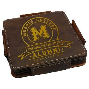 Square Leather Etched Coaster Sets
