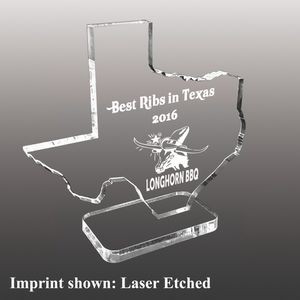 State of Texas Shaped Acrylic Awards - Laser Etched