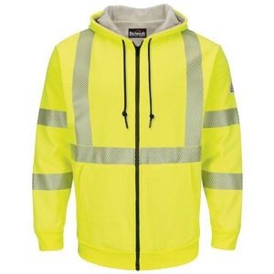 Bulwark® Hi-Visibility Zip-Front Hooded Fleece Sweatshirt w/Waffle Lining