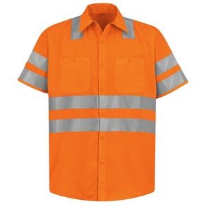 Red Kap® Fluorescent Orange Short Sleeve Hi-Visibility Work Shirt