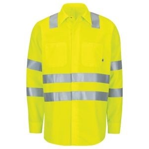 Red Kap® Class 3 Hi-Visibility Long Sleeve Ripstop Work Shirt w/Mimix™