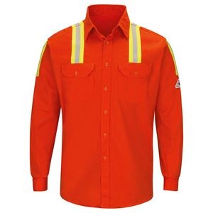 Bulwark® Men's 7 Oz. Enhanced Vis Uniform Long Sleeve Shirt w/Reflective Striping