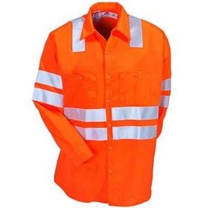 Red Kap® Fluorescent Orange Long Sleeve Hi-Visibility Work Shirt