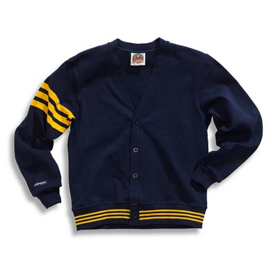 Barbarian® Classic Letterman Navy/Gold Cardigan Sweater