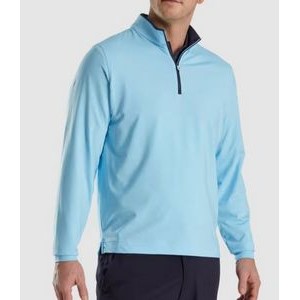 FootJoy® Light Blue Lightweight Solid Mid-Layer w/Trim Shirt