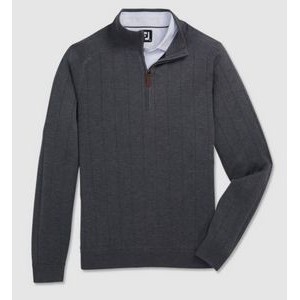 FootJoy® Heather Charcoal Gray Drop Needle Lined Sweater