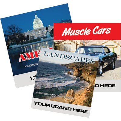 Patriotic, Landscape and Muscle Car 13 Month Wall Calendar