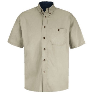 Red Kap™ Men's Short Sleeve Cotton Contrast Dress Shirt - Stone Gray/Navy Blue