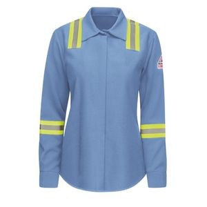 Bulwark Women's Concealed-Gripper Pocketless Work Shirt - Light Blue