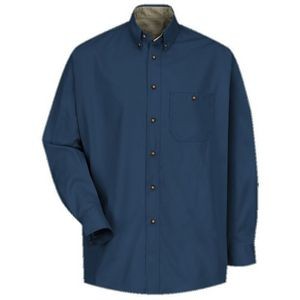 Red Kap Men's Long Sleeve Cotton Contrast Dress Shirt - Navy Blue/Stone Gray