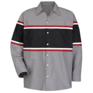 Red Kap Long Sleeve Technician Shirt - Gray/Black/Red/White