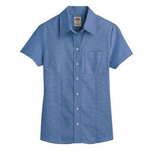 Dickie's Women's Short Sleeve Stretch Oxford Shirt - French Blue