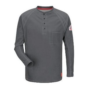 iQ Series Men's Comfort Knit Long Sleeve Henley w/Insect Shield - Charcoal Gray