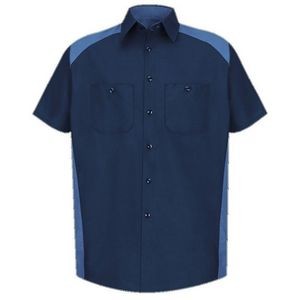 Red Kap Men's Short Sleeve Motorsports Shirt - Navy Blue/Postman Blue