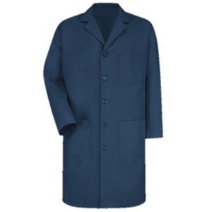 Red Kap Men's Long Sleeve Lab Coat w/Five Button Closure - Navy Blue