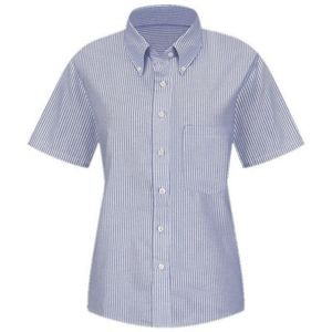 Red Kap Women's Short Sleeve Executive Oxford Dress Shirt - Blue/White Stripe