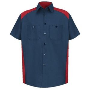 Red Kap Men's Short Sleeve Motorsports Shirt - Red/Navy Blue