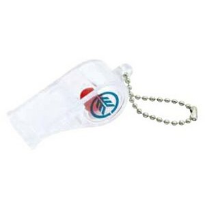 Translucent Clear Whistle w/ Color Bead Key Chain
