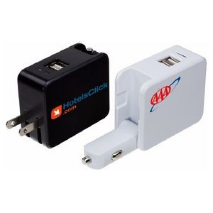 High-Output 2-Port USB Wall/ Car Charger Adapter