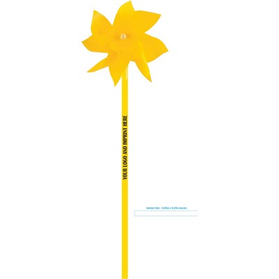 Pinwheel w/ Logo, Yellow Plastic 4" dia (ASSEMBLY INCLUDED)