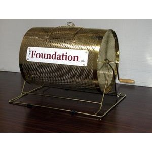 Raffle Drum - Large Brass Plated. Holds more than 10,000 tickets