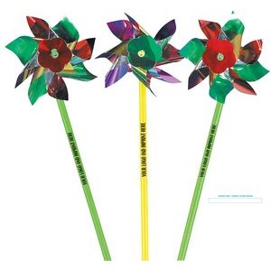 Mylar Pinwheel 4" W/ Logo and Assorted colors (ASSEMBLY INCLUDED)