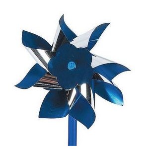 Pinwheel w/ Logo, Silver Blue Mylar 4" dia (INCLUDES ASSEMBLY)