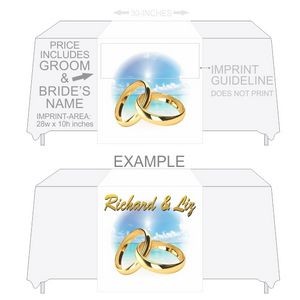 Table Runner, white cloth only with sublimated Stock wedding logo, add names and date