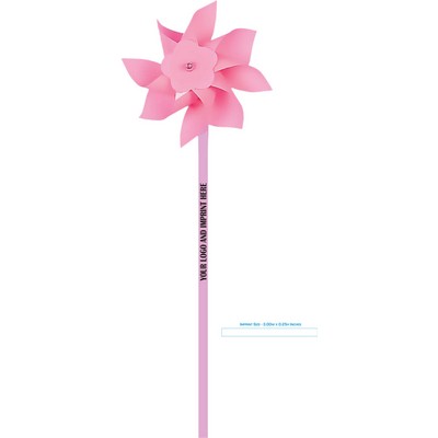 Pinwheel w/ Logo, Pink Plastic 4" dia (INCLUDES ASSEMBLY)