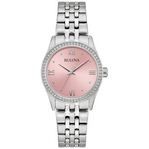 Bulova Ladies Silver-tone Watch with Pink Dial