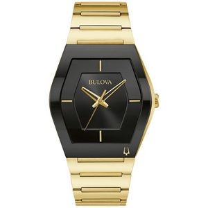 Bulova Men's Gold-tone Watch with Black Dial