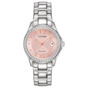 Citizen Ladies' Silhouette Crystal Eco-Drive Stainless Steel Watch w/Pink Dial
